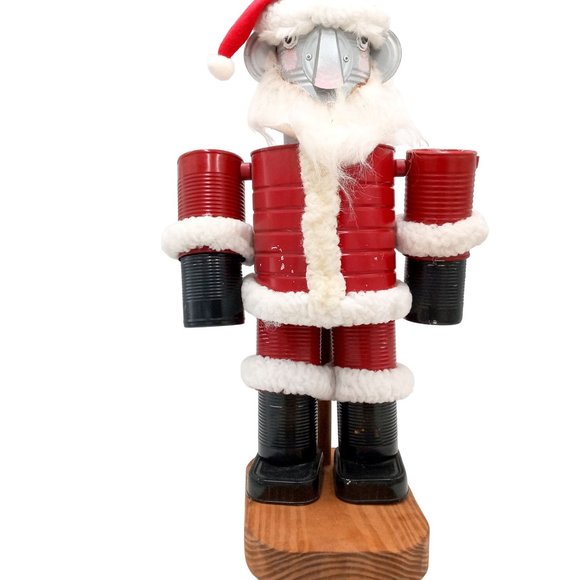 Christmas Folk Art Tin Man Santa Sculpture Wizard Of Oz Assemblage Robot Vintage - Picture 2 of 16